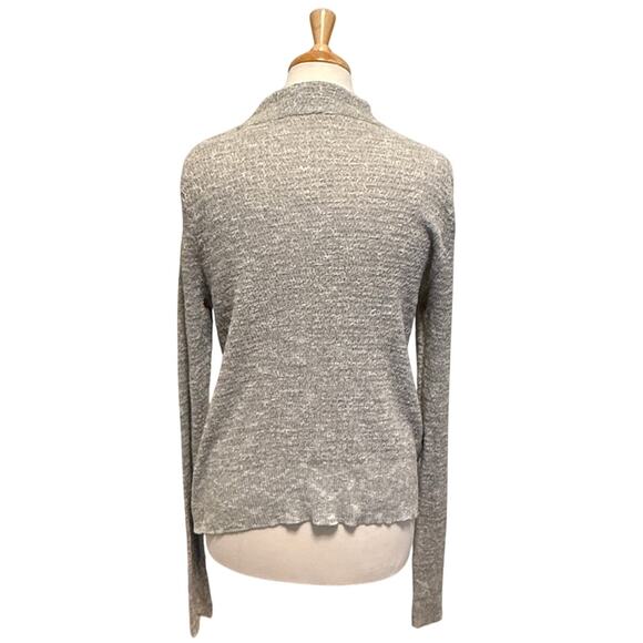 Free People Boho Wrap Sweater Sz L Mock Neck Linen Blend Heathered Fall Casual - Picture 3 of 9